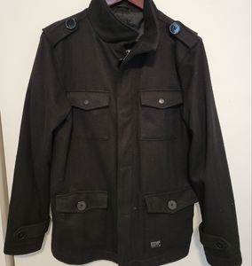 Men's wool black coat